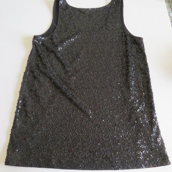 🎉🎉HPx4🎉🎉 J. Crew Black Sequined Tank Top, Scoop Neck - Size XL - EUC - Picture 4 of 6